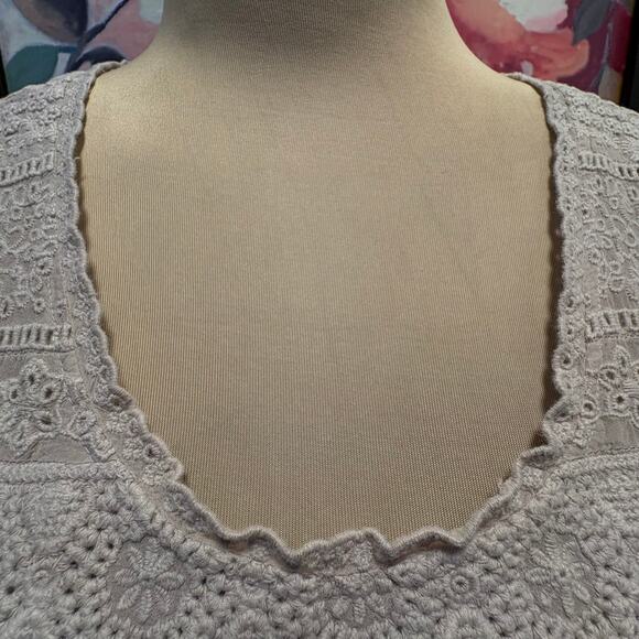 Johnny Was Embroidered Eyelet Lace Dress Pale Grey Cottage S - Picture 11 of 13
